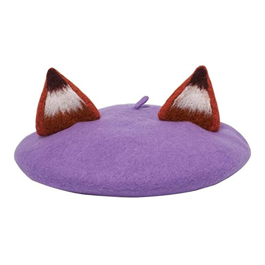 Y2k Fox Ear Wool Beret