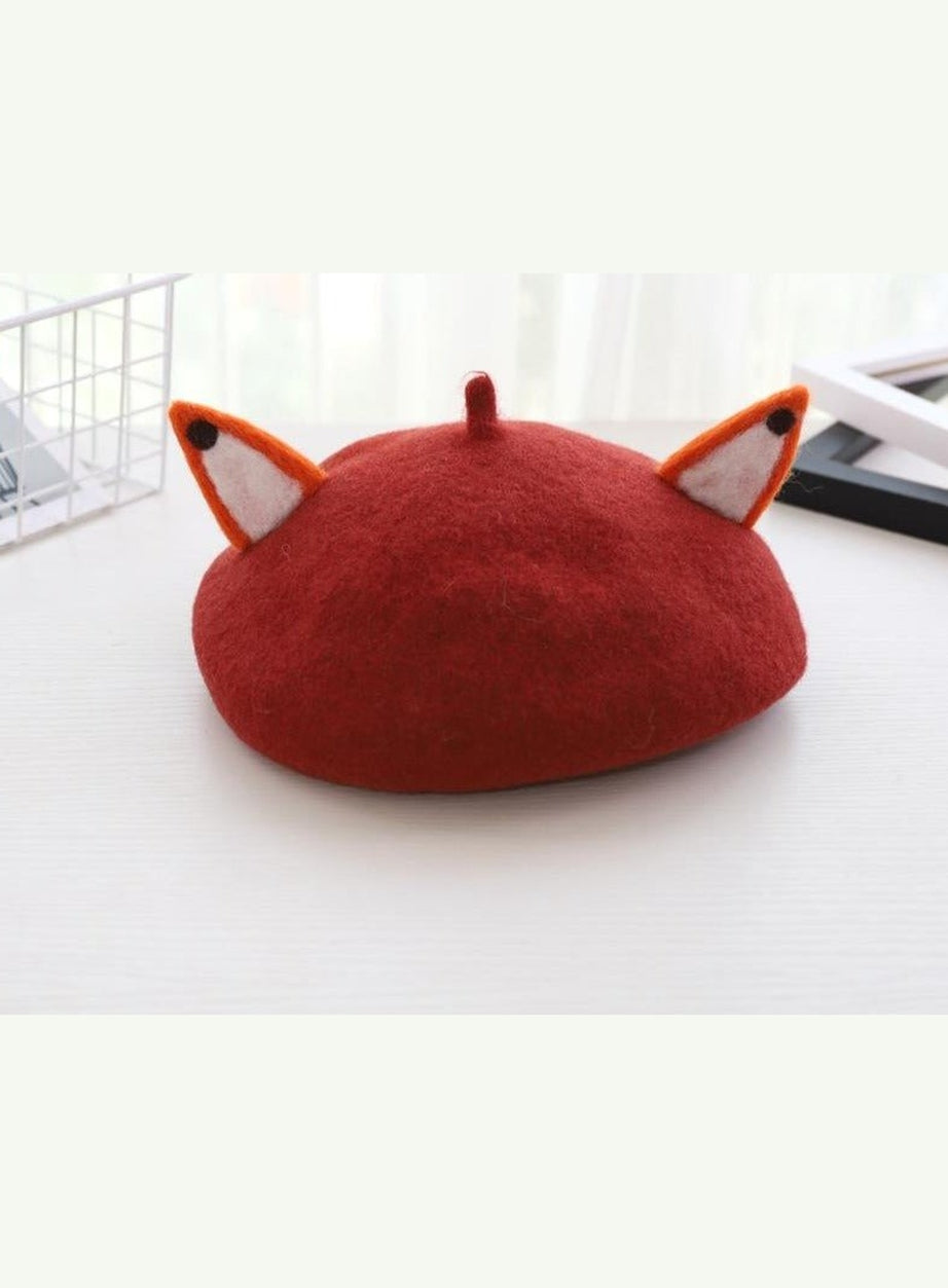 Y2k Fox Ear Woolen Painter Beret