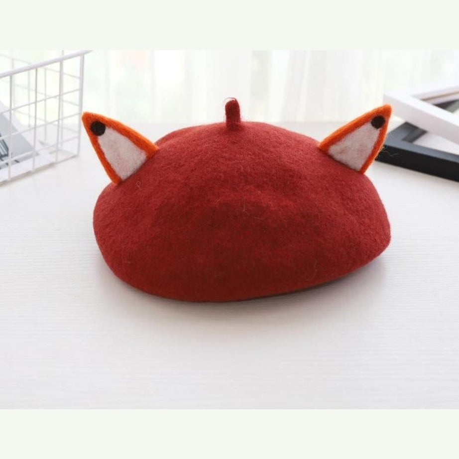 Y2k Fox Ear Woolen Painter Beret