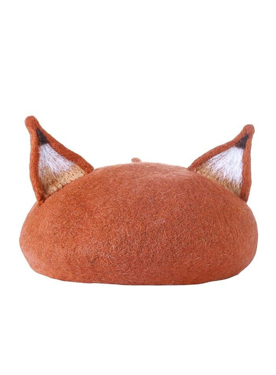 Y2k Fox Ear Woolen Painter Beret