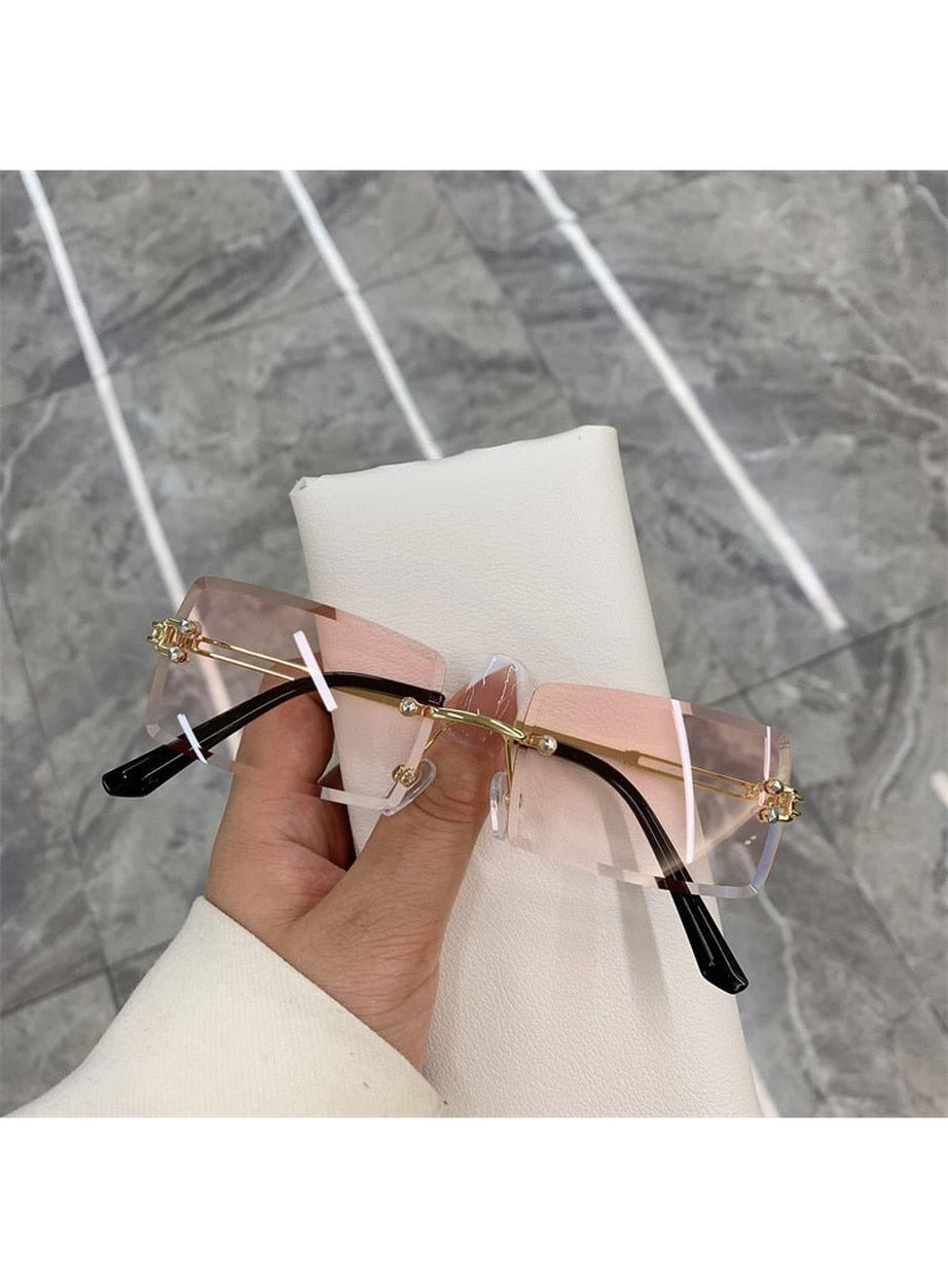 Y2k Frameless Rectangle Shades Sunglasses