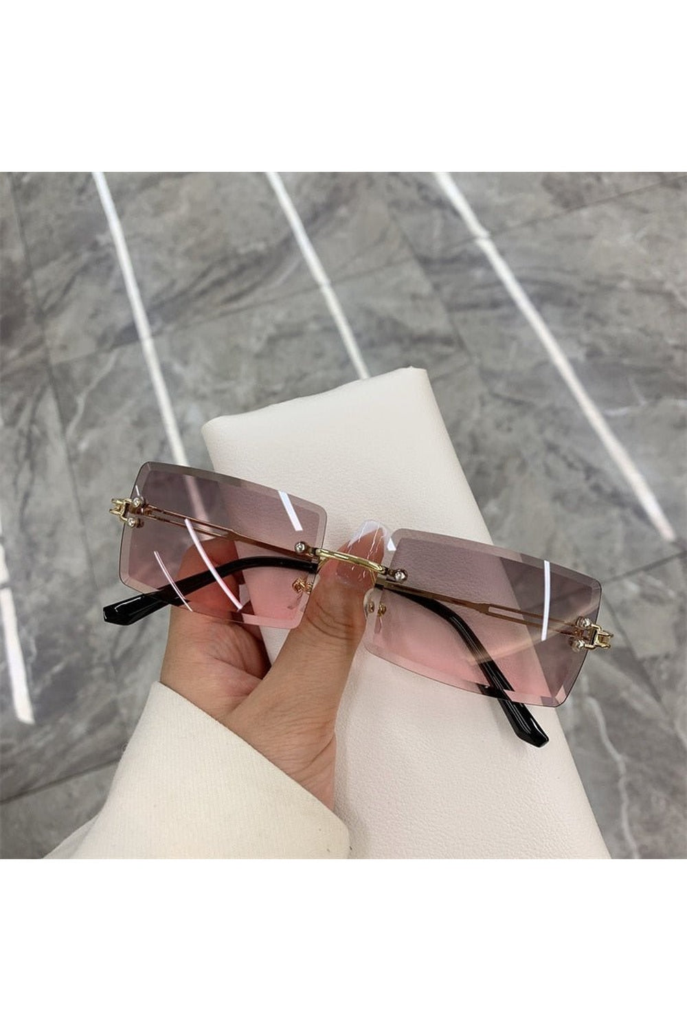 Y2k Frameless Rectangle Shades Sunglasses