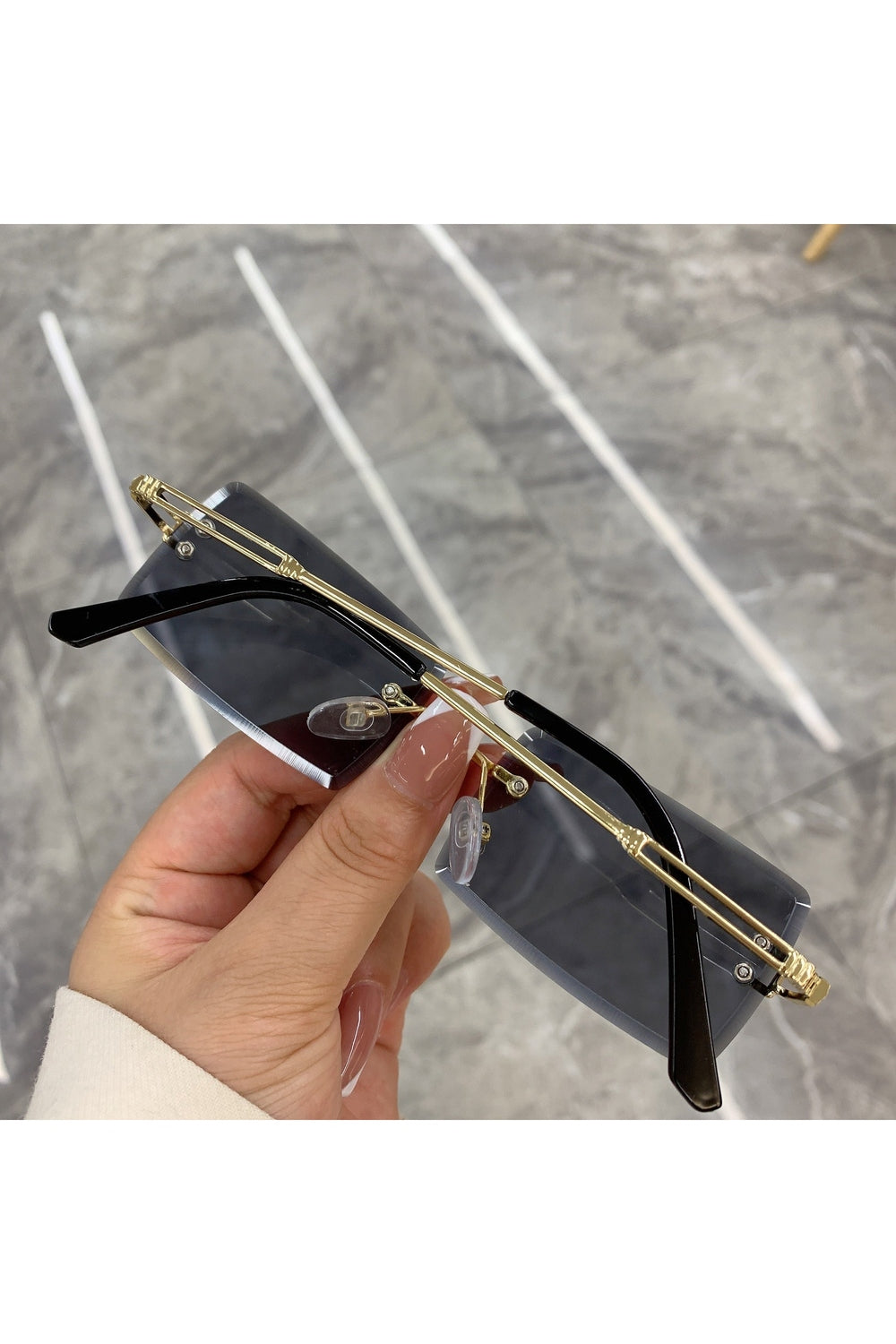 Y2k Frameless Rectangle Shades Sunglasses