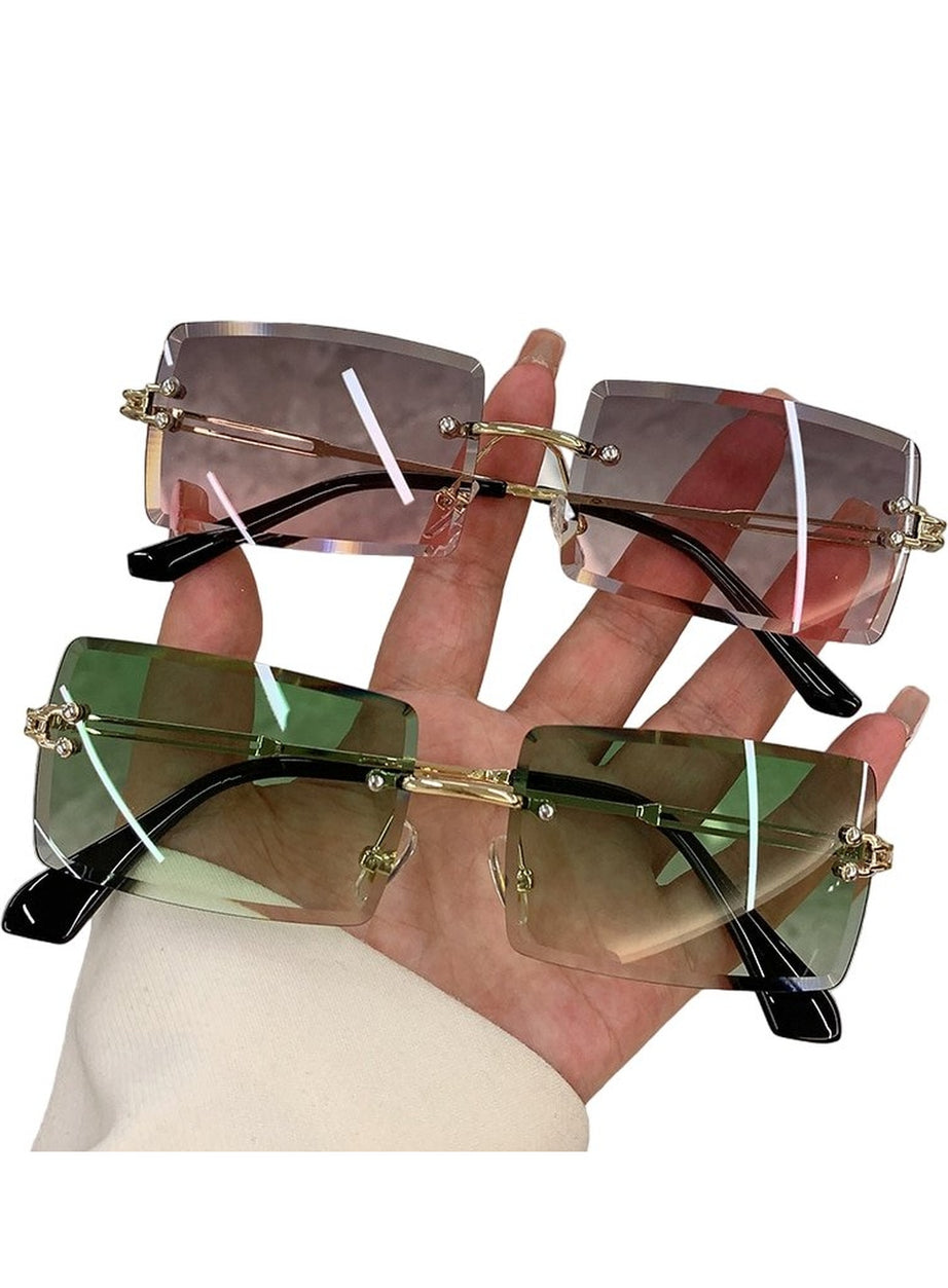 Y2k Frameless Rectangle Shades Sunglasses