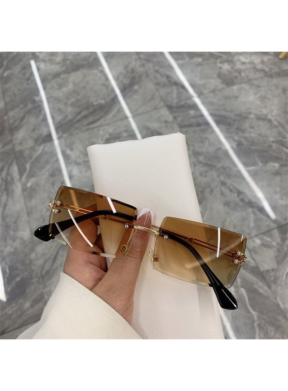 Y2k Frameless Rectangle Shades Sunglasses