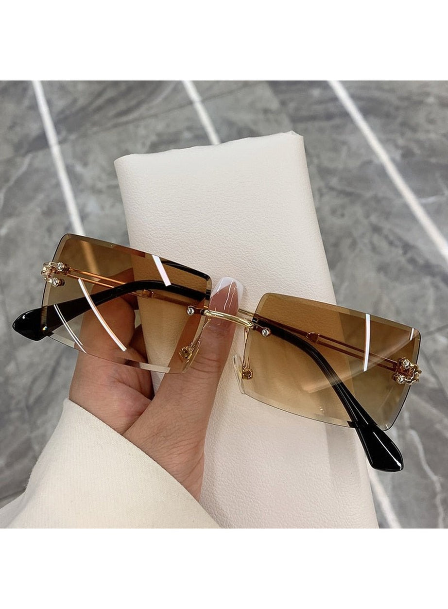 Y2k Frameless Rectangle Shades Sunglasses