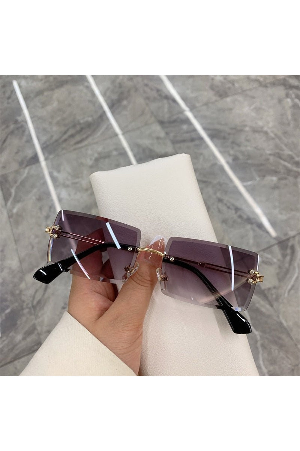 Y2k Frameless Rectangle Shades Sunglasses