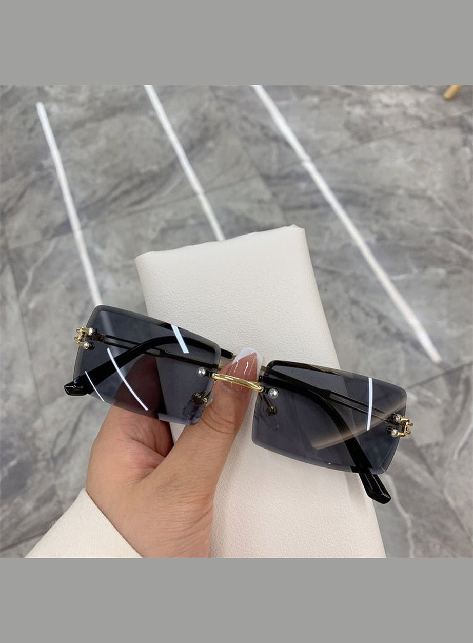 Y2k Frameless Rectangle Shades Sunglasses