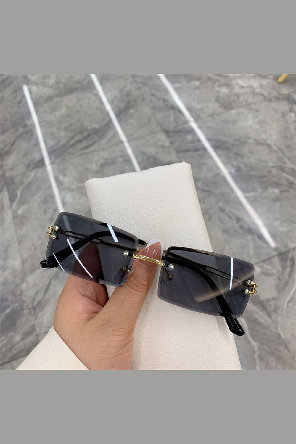 Y2k Frameless Rectangle Shades Sunglasses