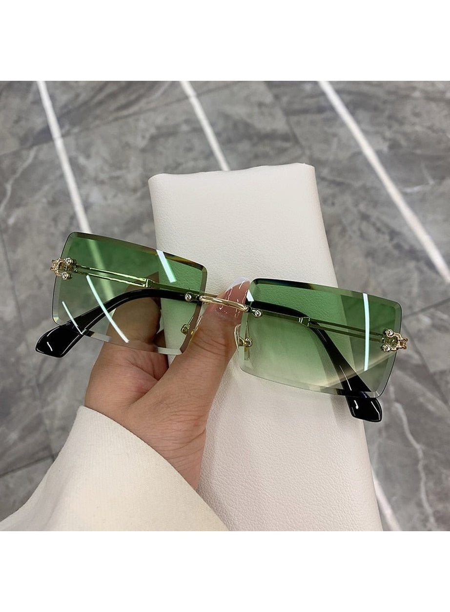 Y2k Frameless Rectangle Shades Sunglasses