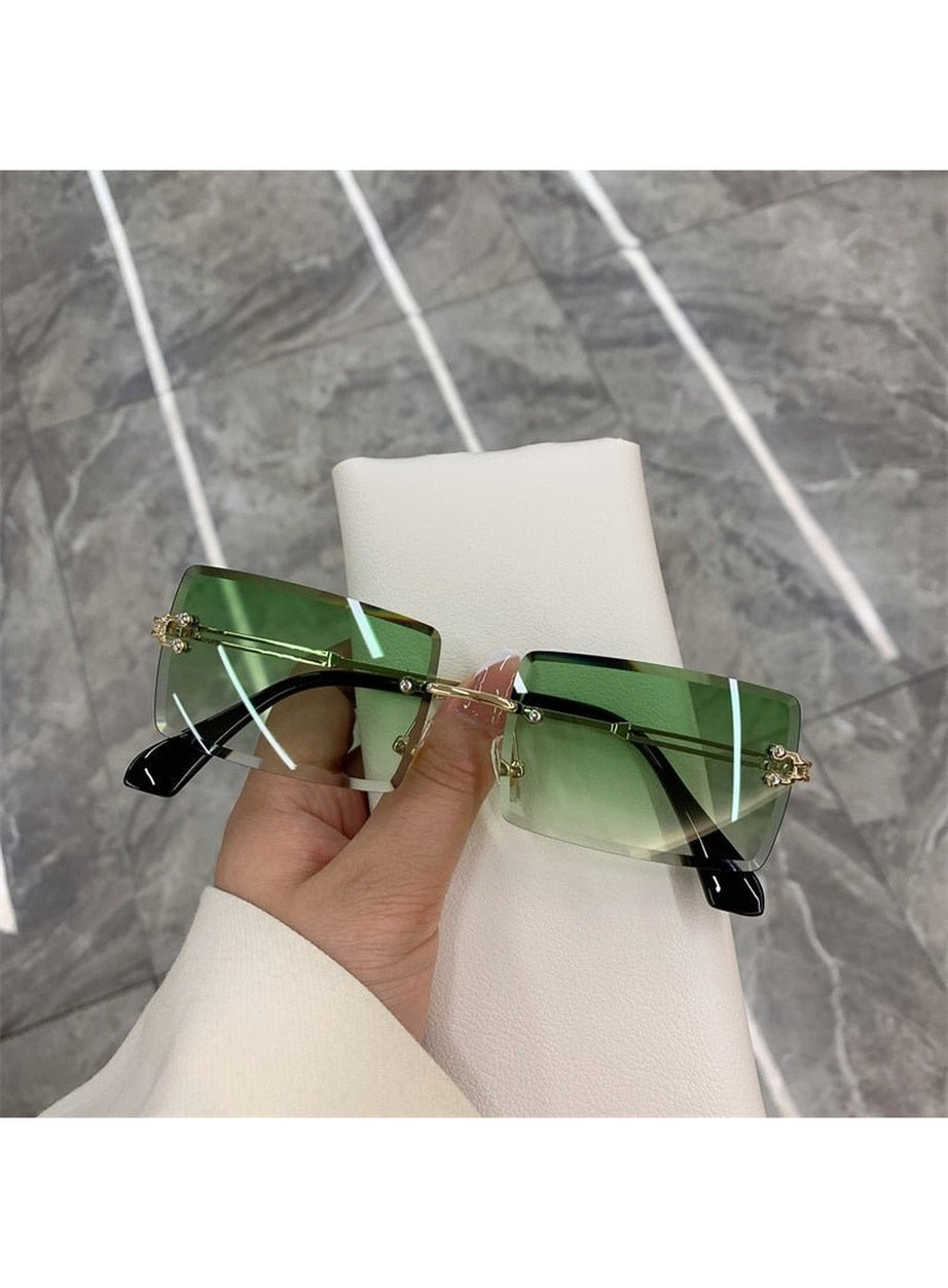 Y2k Frameless Rectangle Shades Sunglasses
