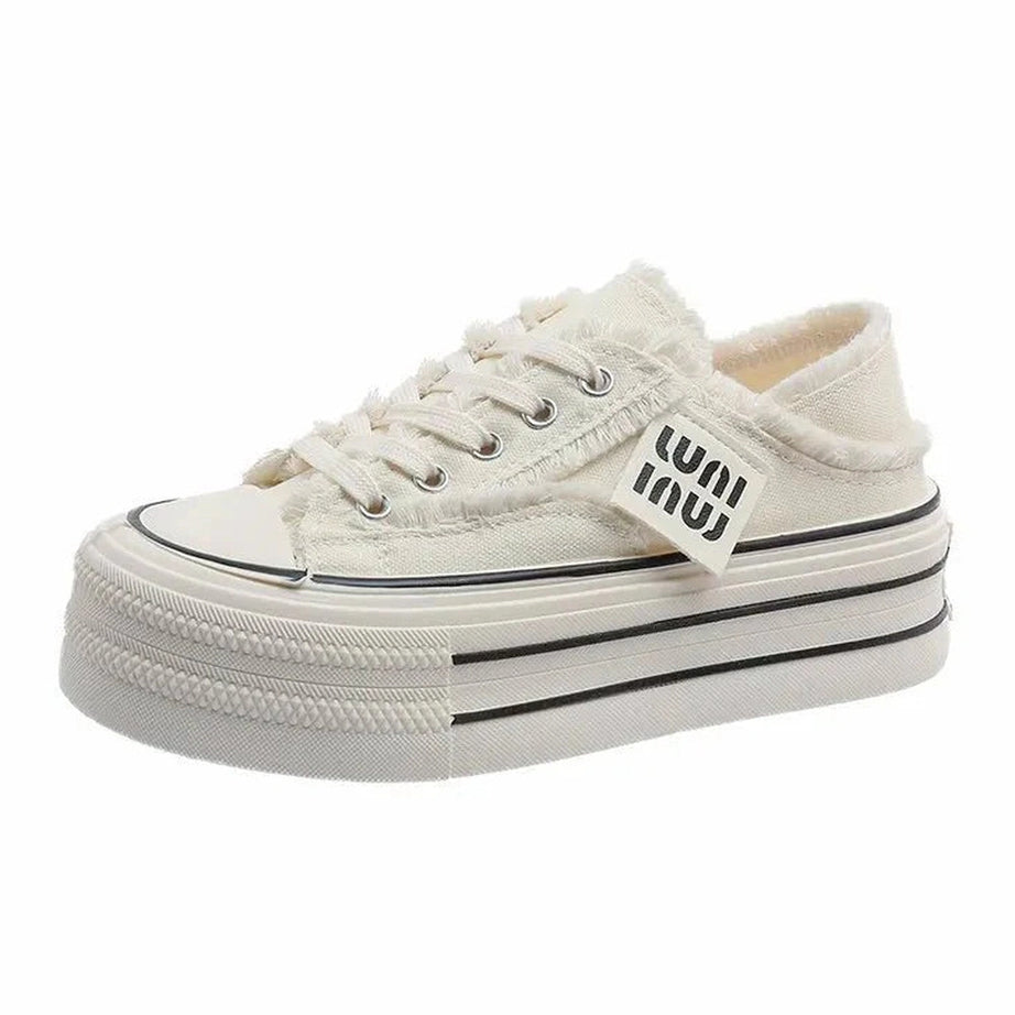 Y2k Frayed Canvas Platform Sneakers