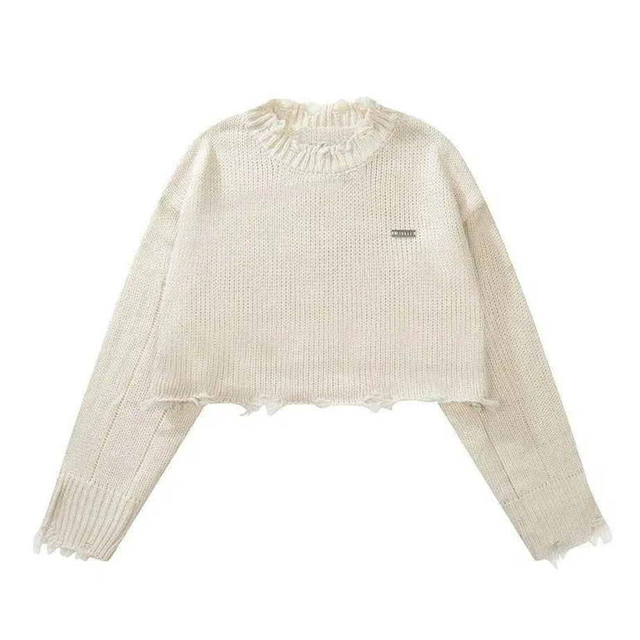 Y2k Frayed Cotton Cloud Sweater