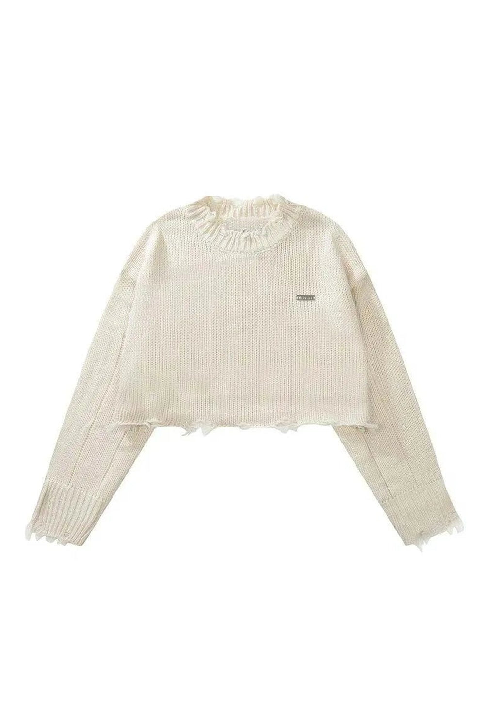 Y2k Frayed Cotton Cloud Sweater