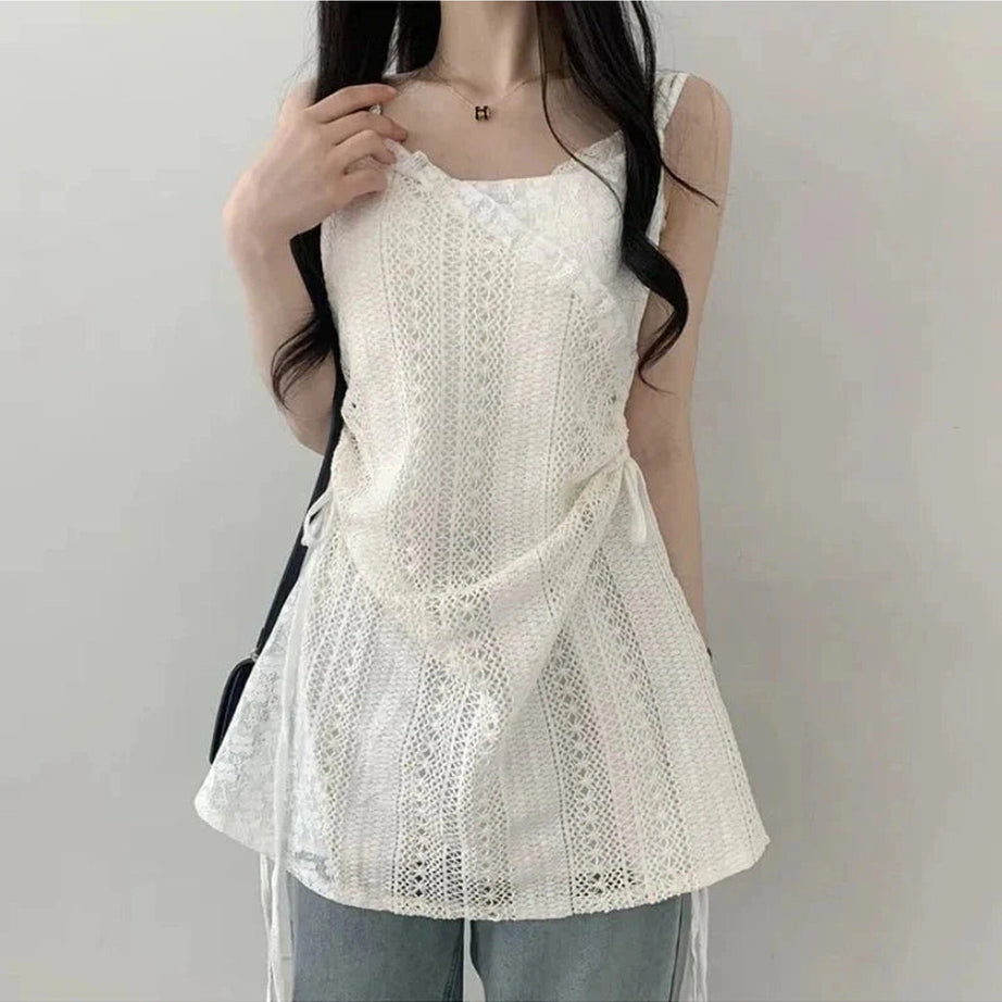 Y2k French Lace Sling Dress