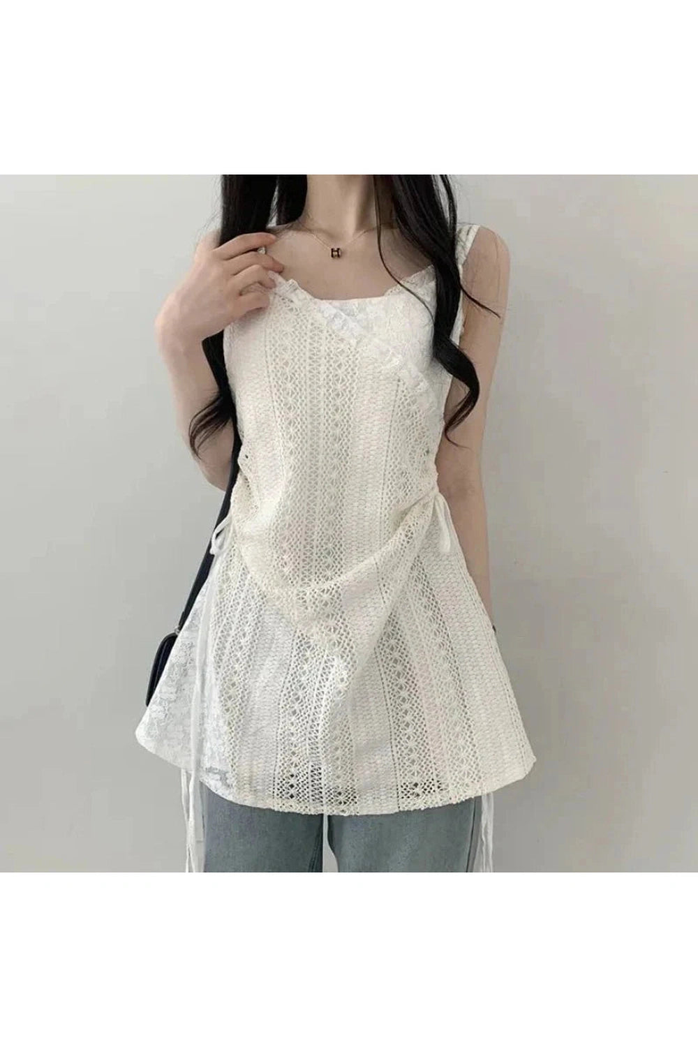 Y2k French Lace Sling Dress