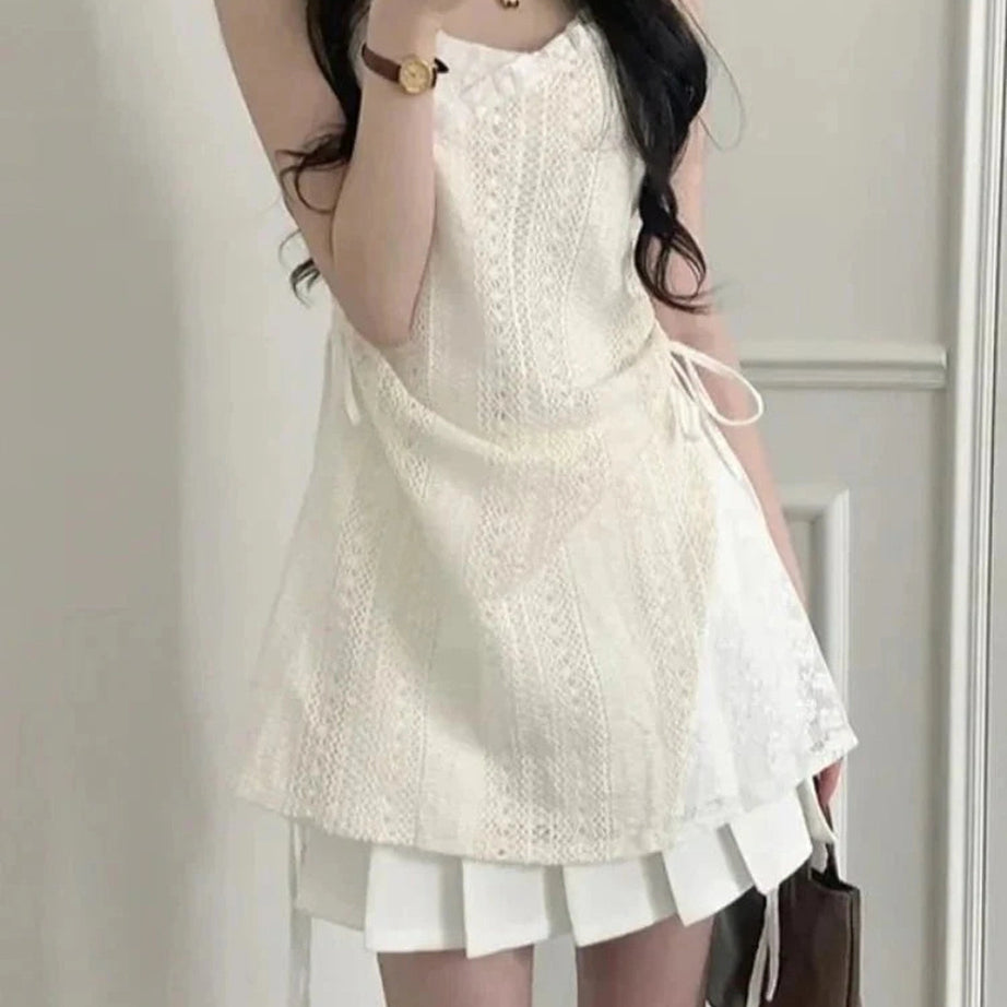 Y2k French Lace Sling Dress