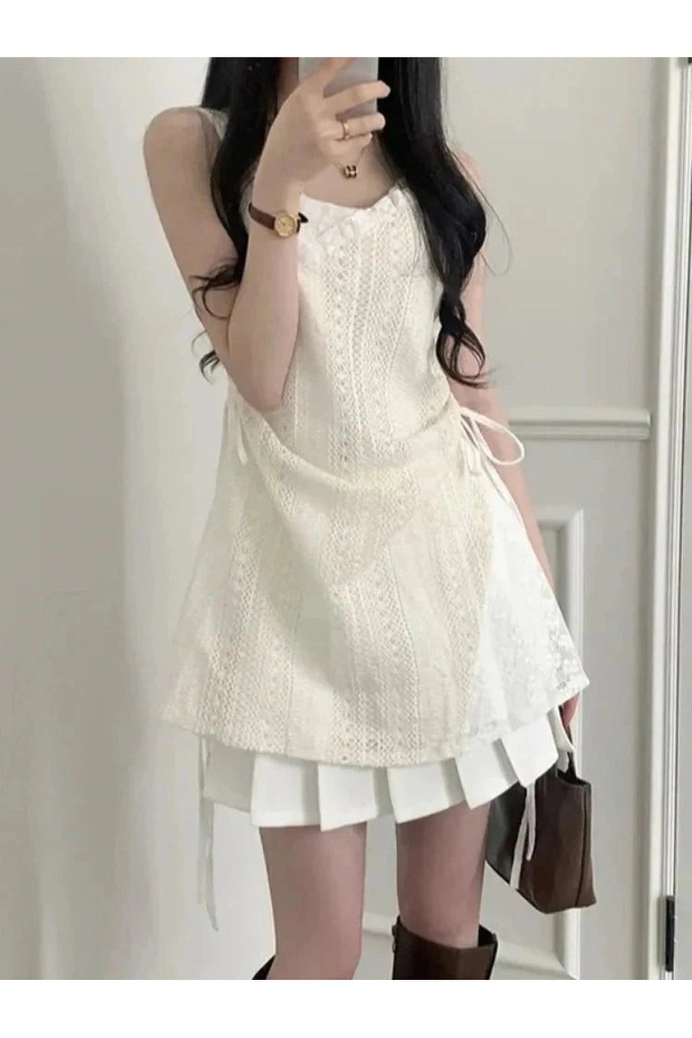 Y2k French Lace Sling Dress