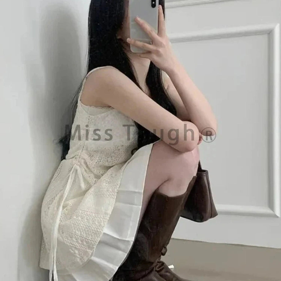 Y2k French Lace Sling Dress