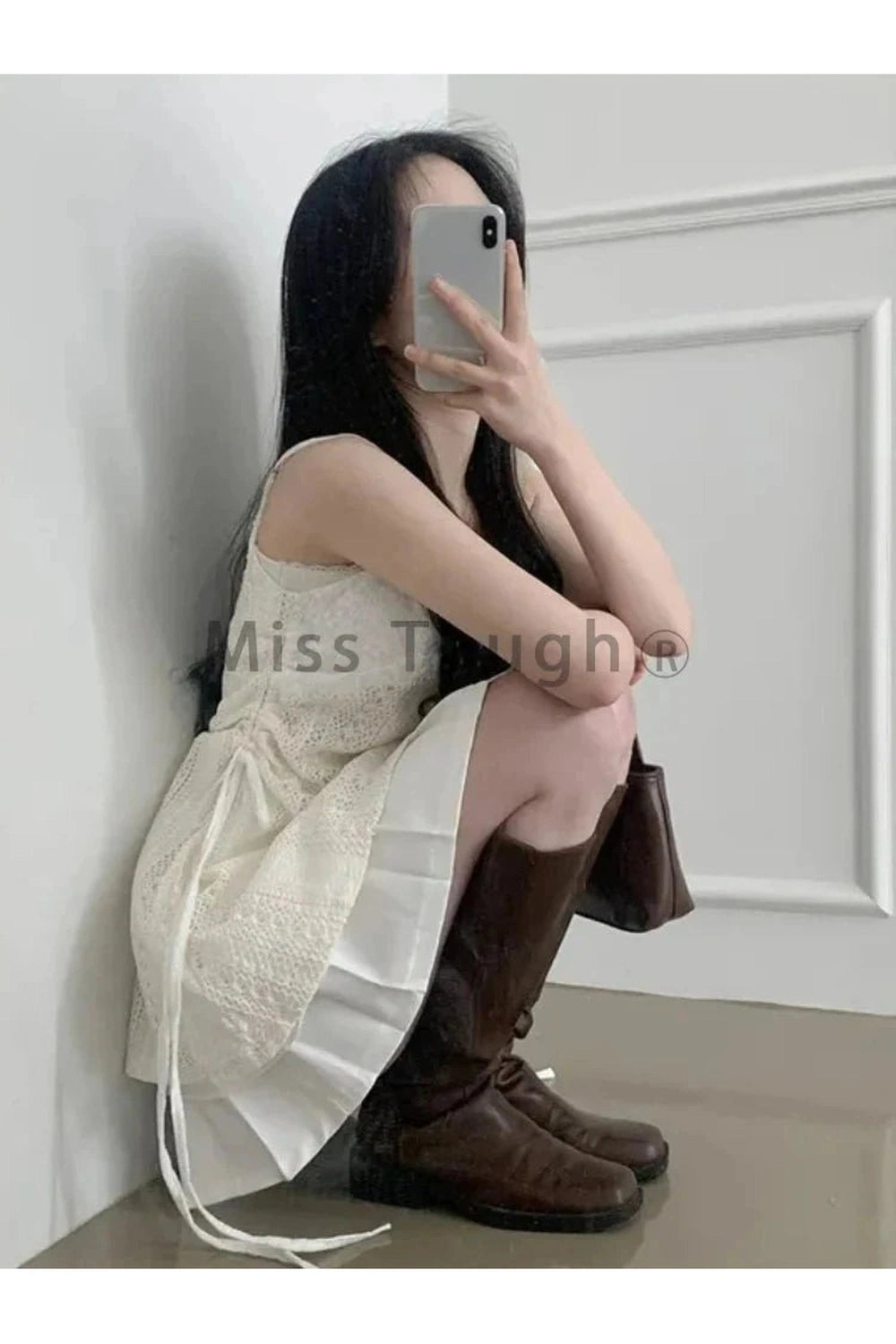 Y2k French Lace Sling Dress