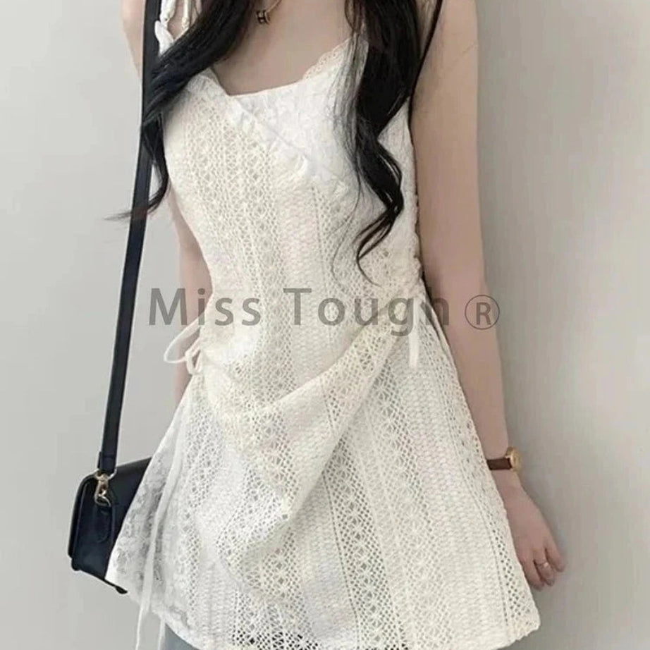 Y2k French Lace Sling Dress