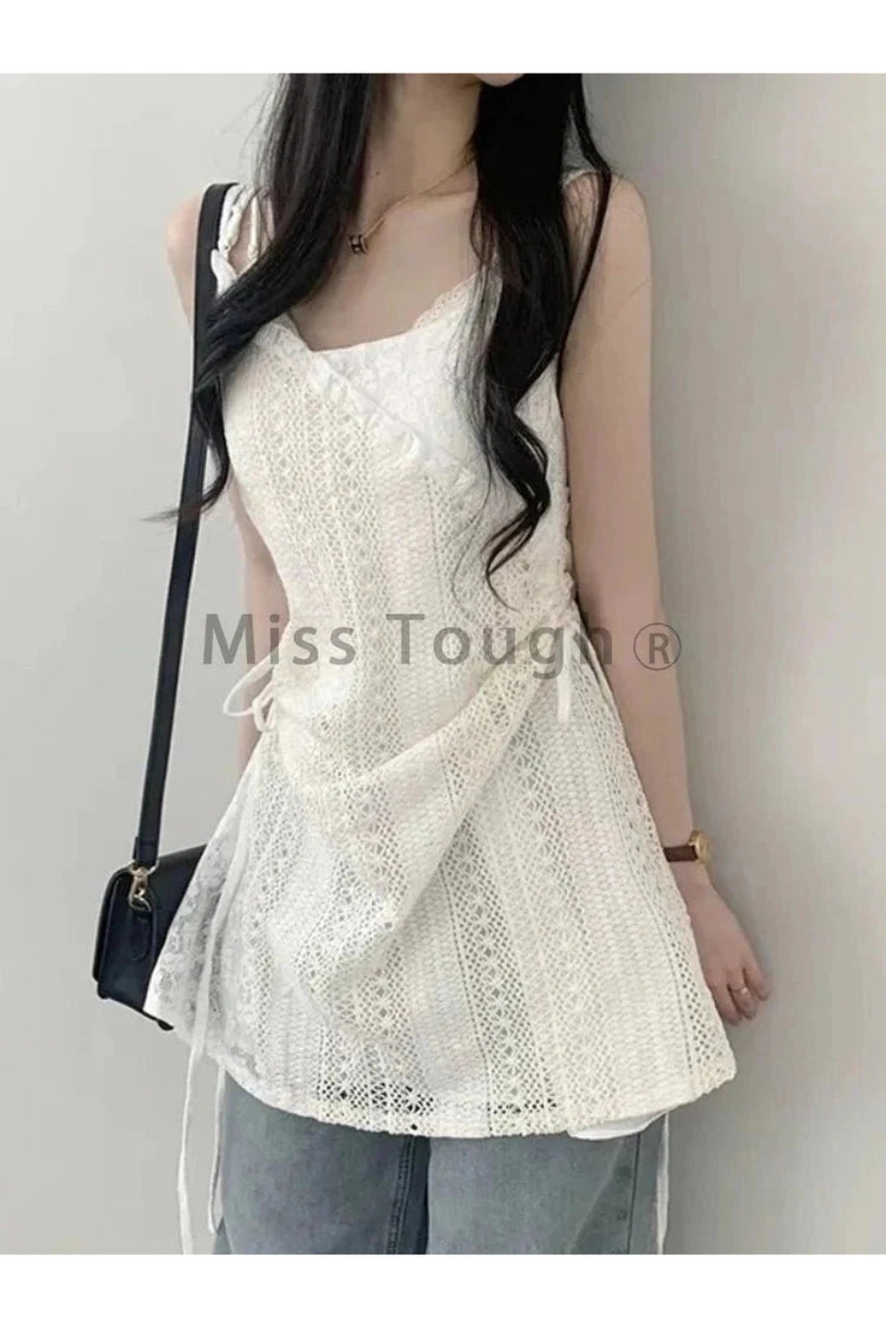 Y2k French Lace Sling Dress
