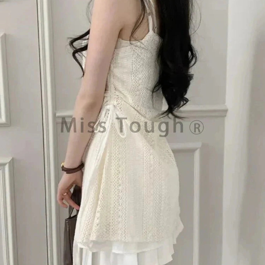Y2k French Lace Sling Dress