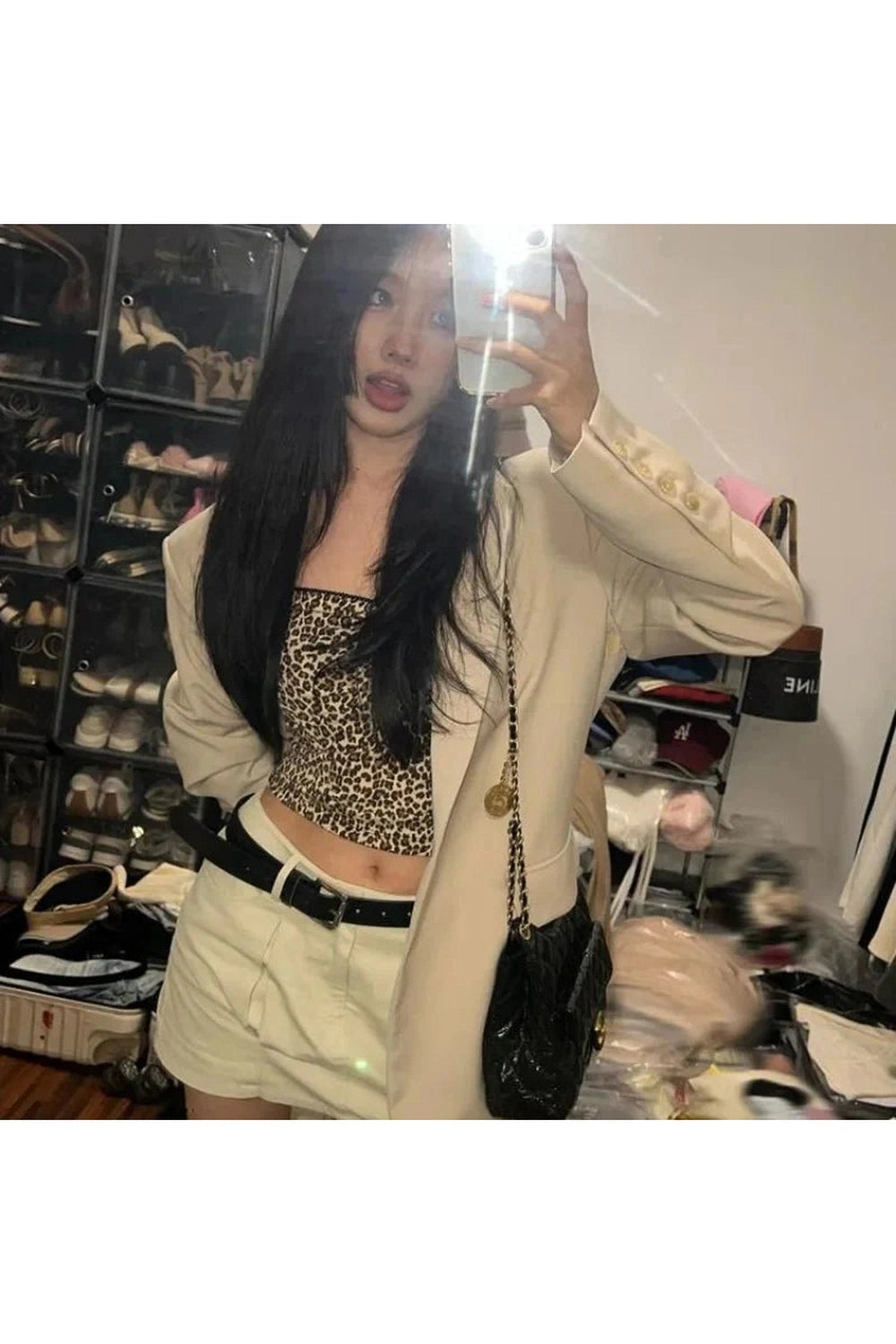 Y2k French Leopard Crop Top