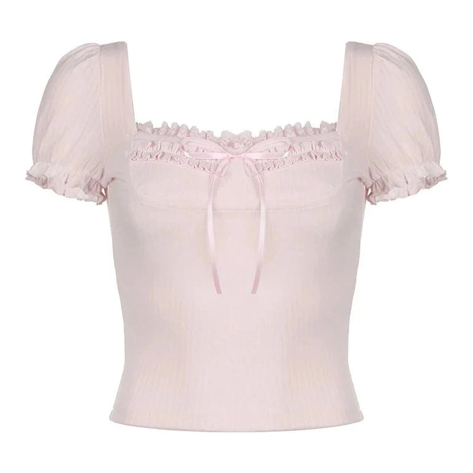 Y2k Frill Lace Bow Top