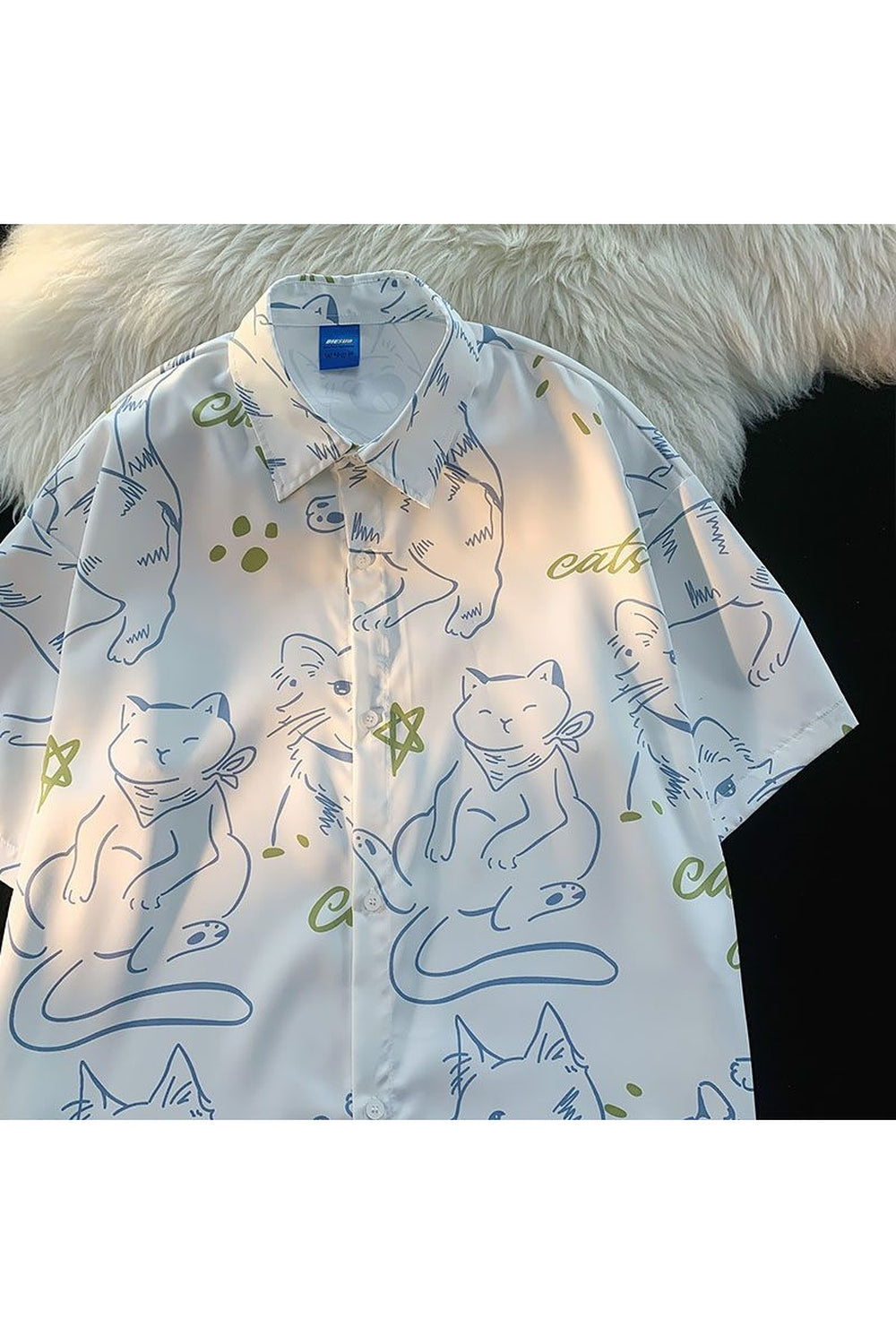 Y2k Fun Cartoon Cat Print Summer Shirt
