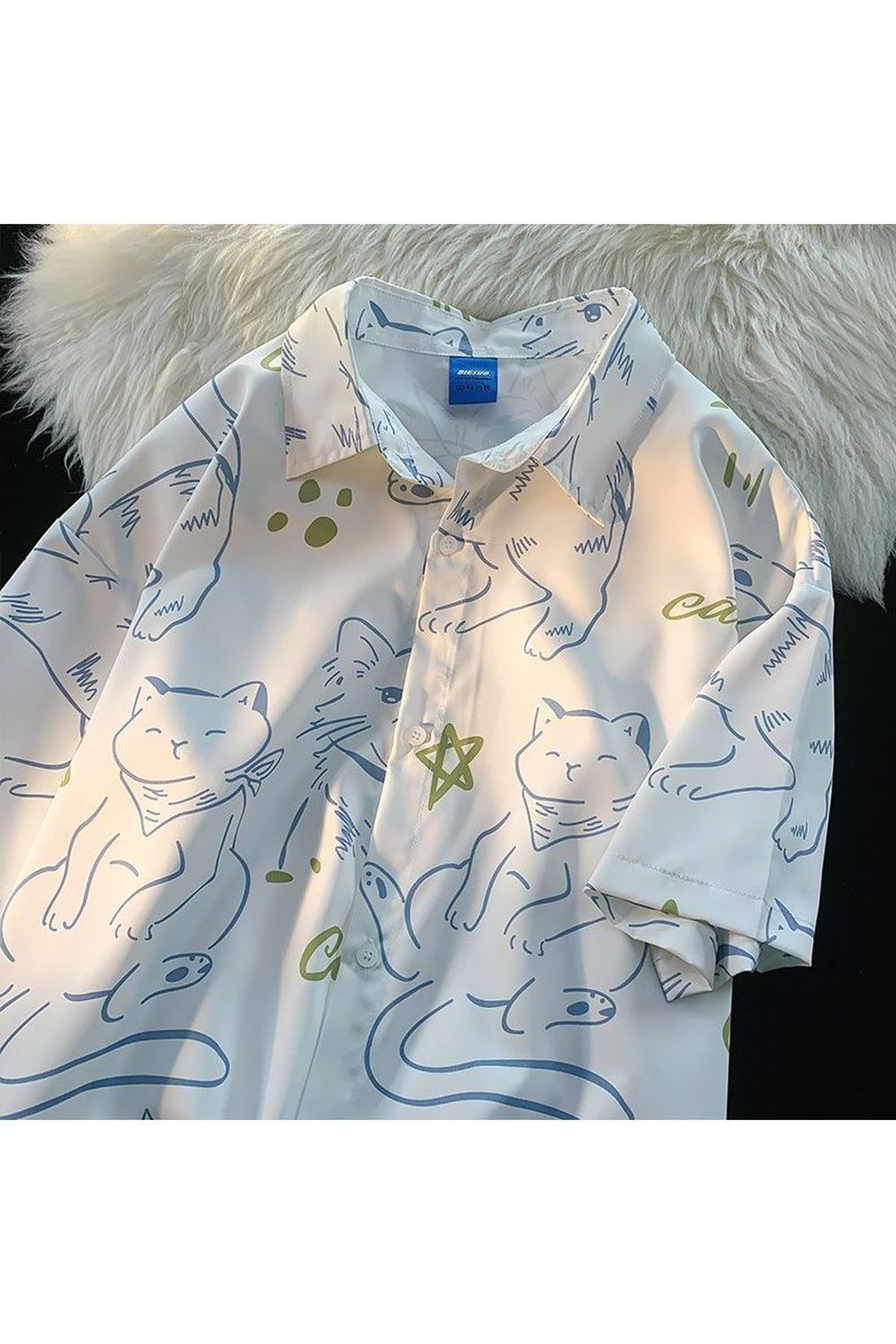 Y2k Fun Cartoon Cat Print Summer Shirt