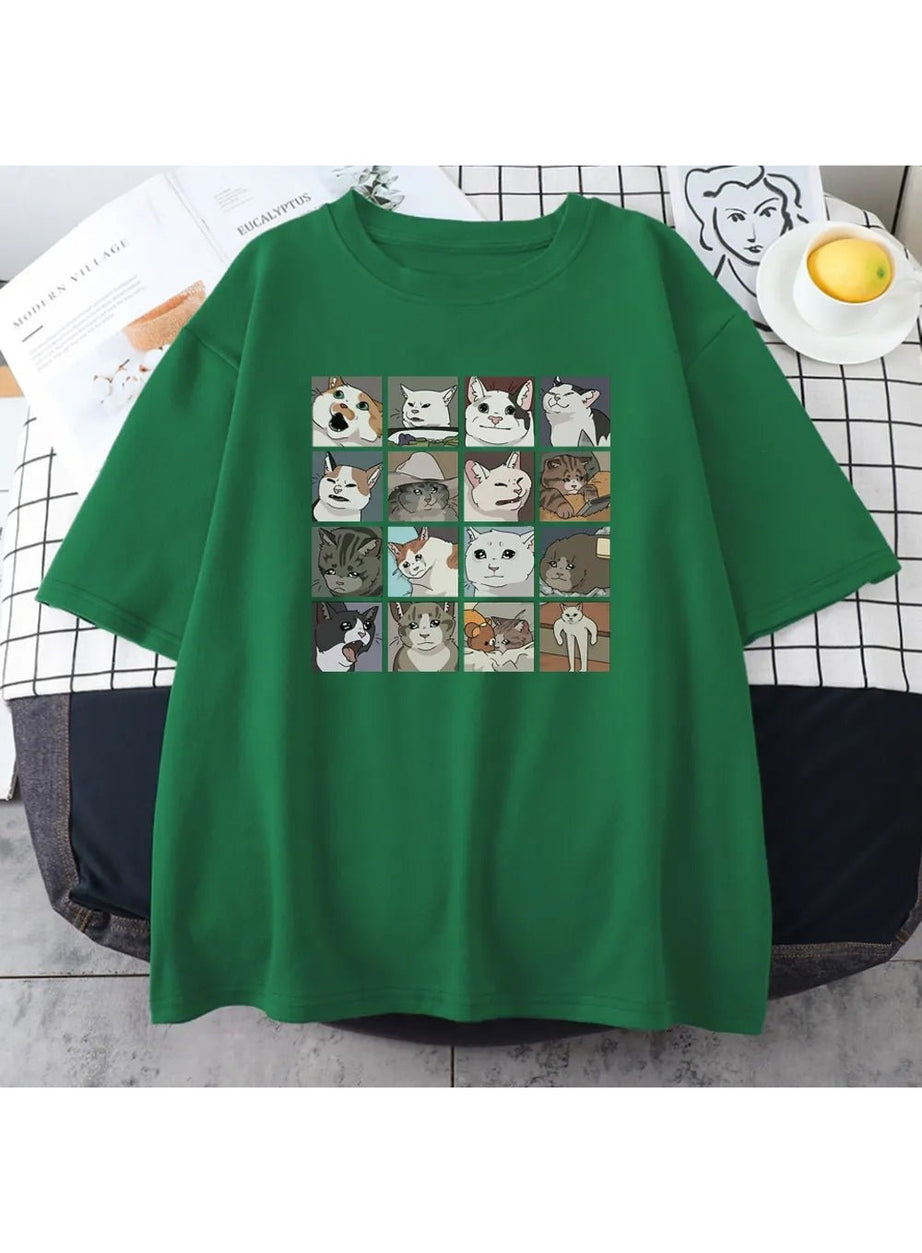 Y2k Funny Cat Meme Oversize T-Shirt