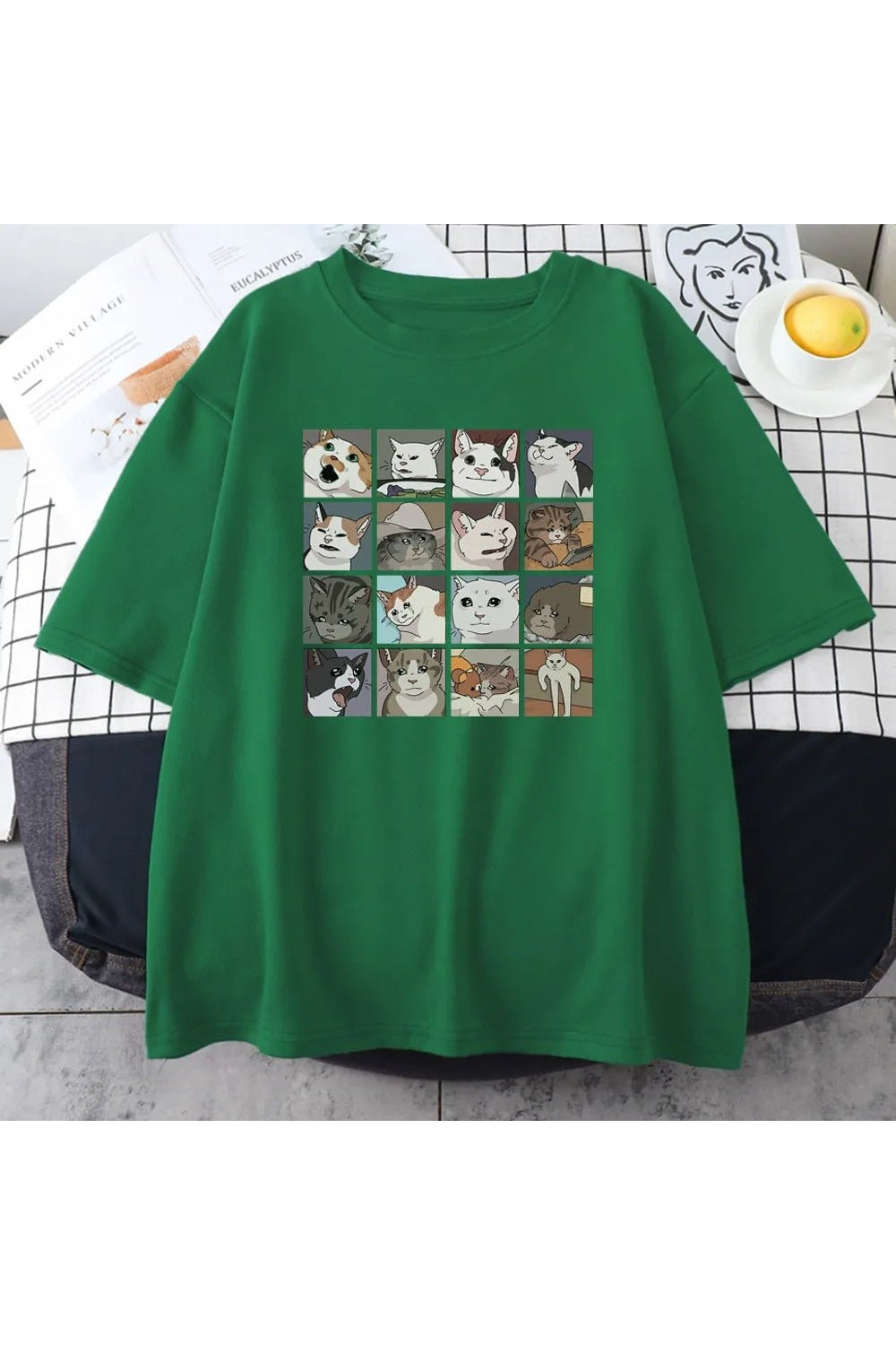 Y2k Funny Cat Meme Oversize T-Shirt