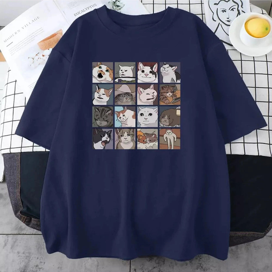 Y2k Funny Cat Meme Oversize T-Shirt