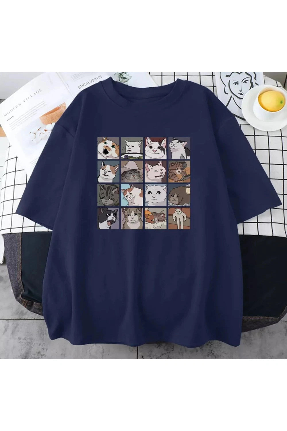 Y2k Funny Cat Meme Oversize T-Shirt