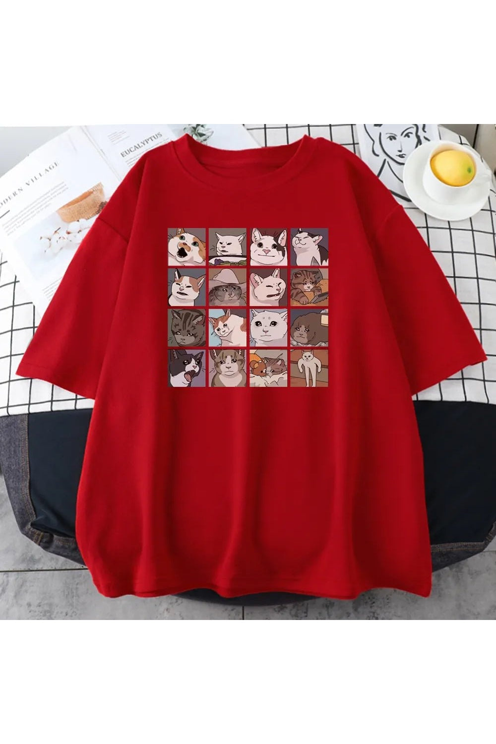 Y2k Funny Cat Meme Oversize T-Shirt