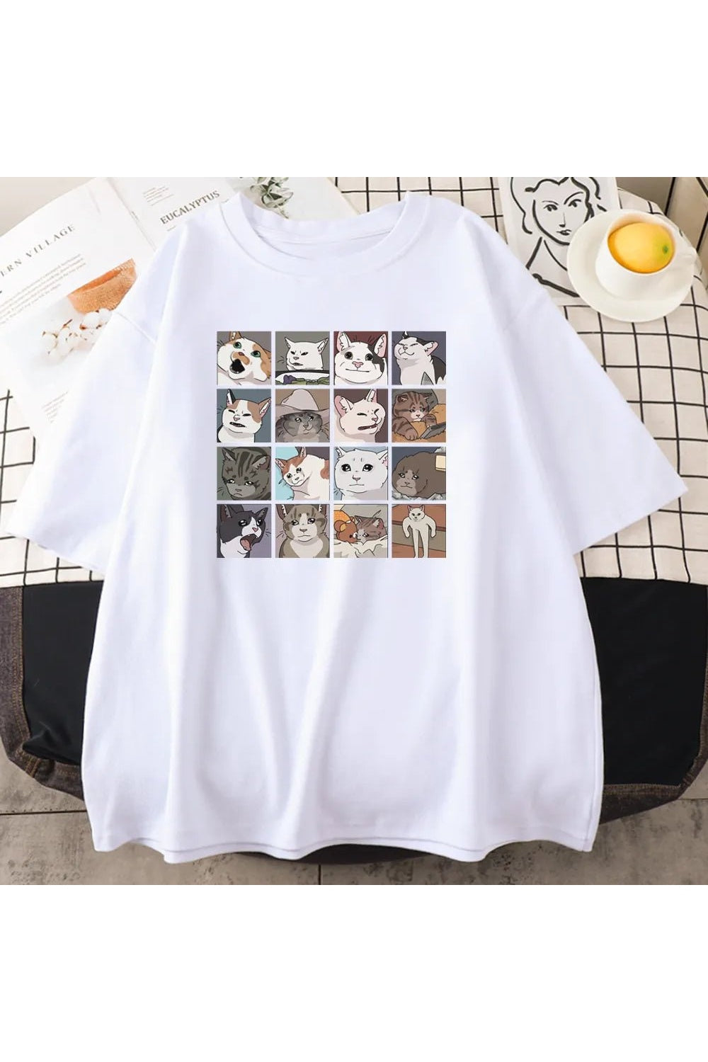 Y2k Funny Cat Meme Oversize T-Shirt