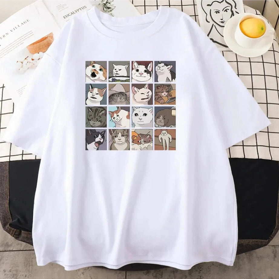Y2k Funny Cat Meme Oversize T-Shirt