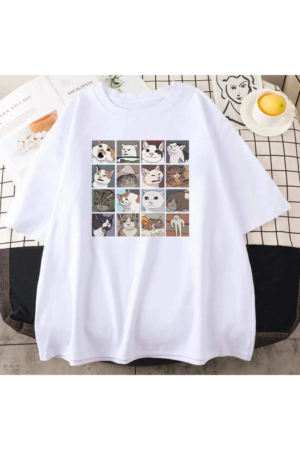 Y2k Funny Cat Meme Oversize T-Shirt