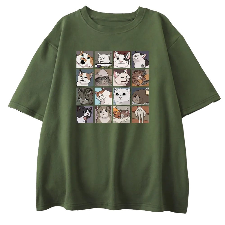 Y2k Funny Cat Meme Oversize T-Shirt