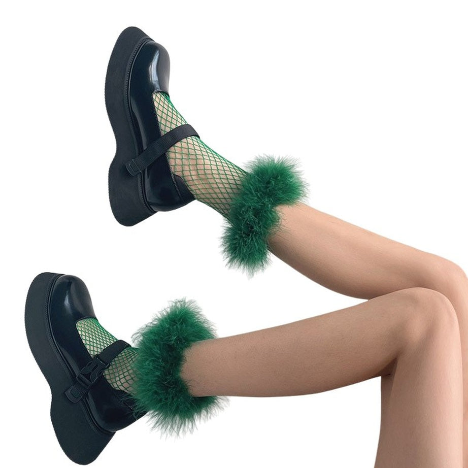 Y2k Furry Fishnet Party Socks