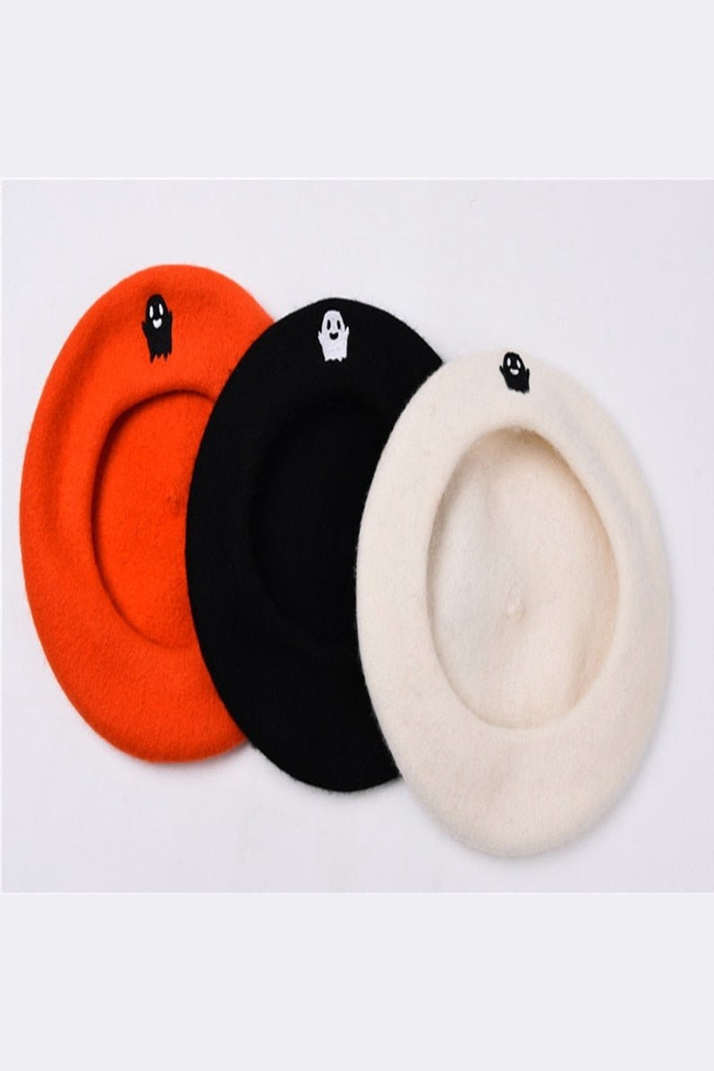Y2k Ghost Embroidery Halloween Beret