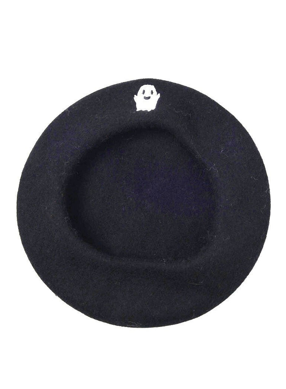 Y2k Ghost Embroidery Halloween Beret