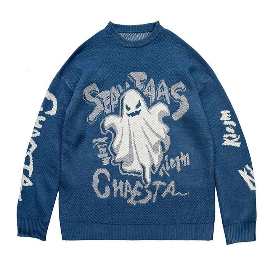 Ghost Print Knitted Sweater - Sweaters