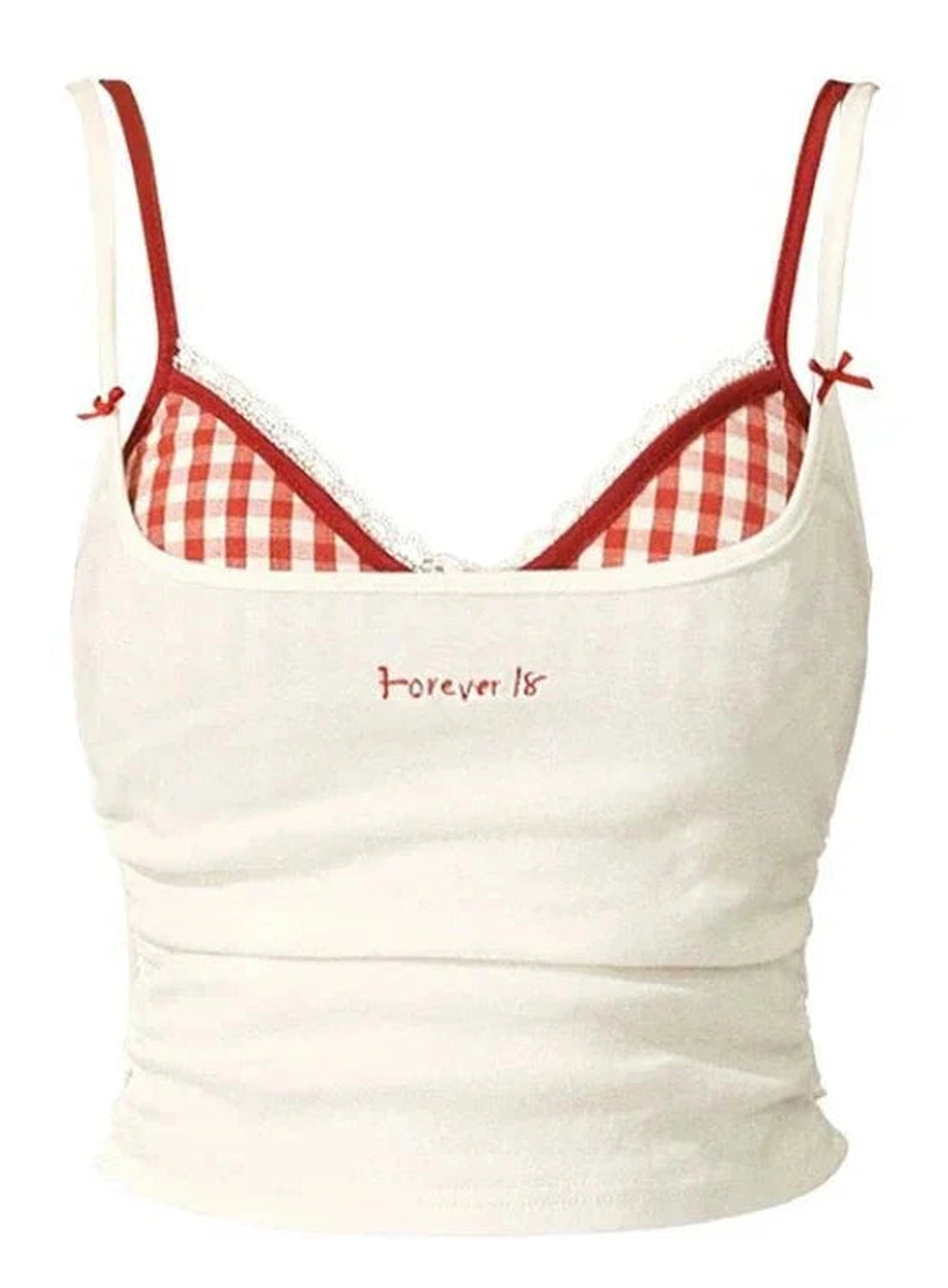 Y2k Gingham Peekaboo Cami Top
