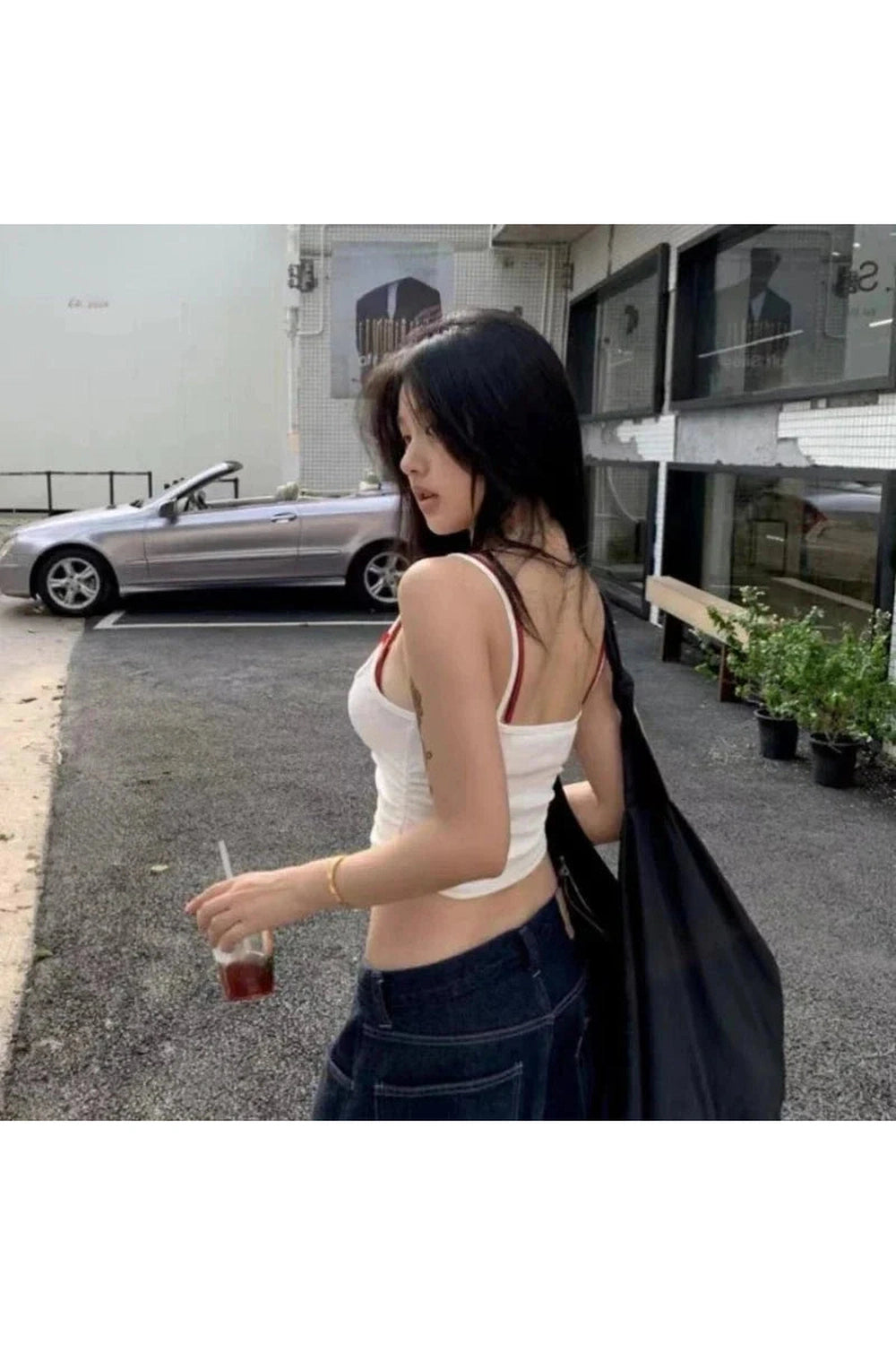 Y2k Gingham Peekaboo Cami Top