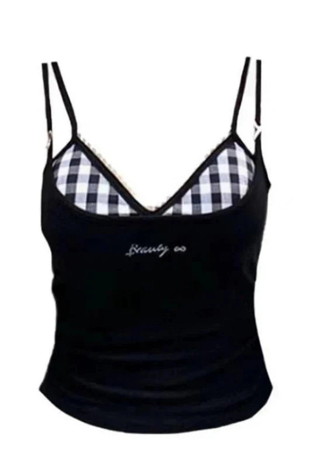 Y2k Gingham Peekaboo Cami Top