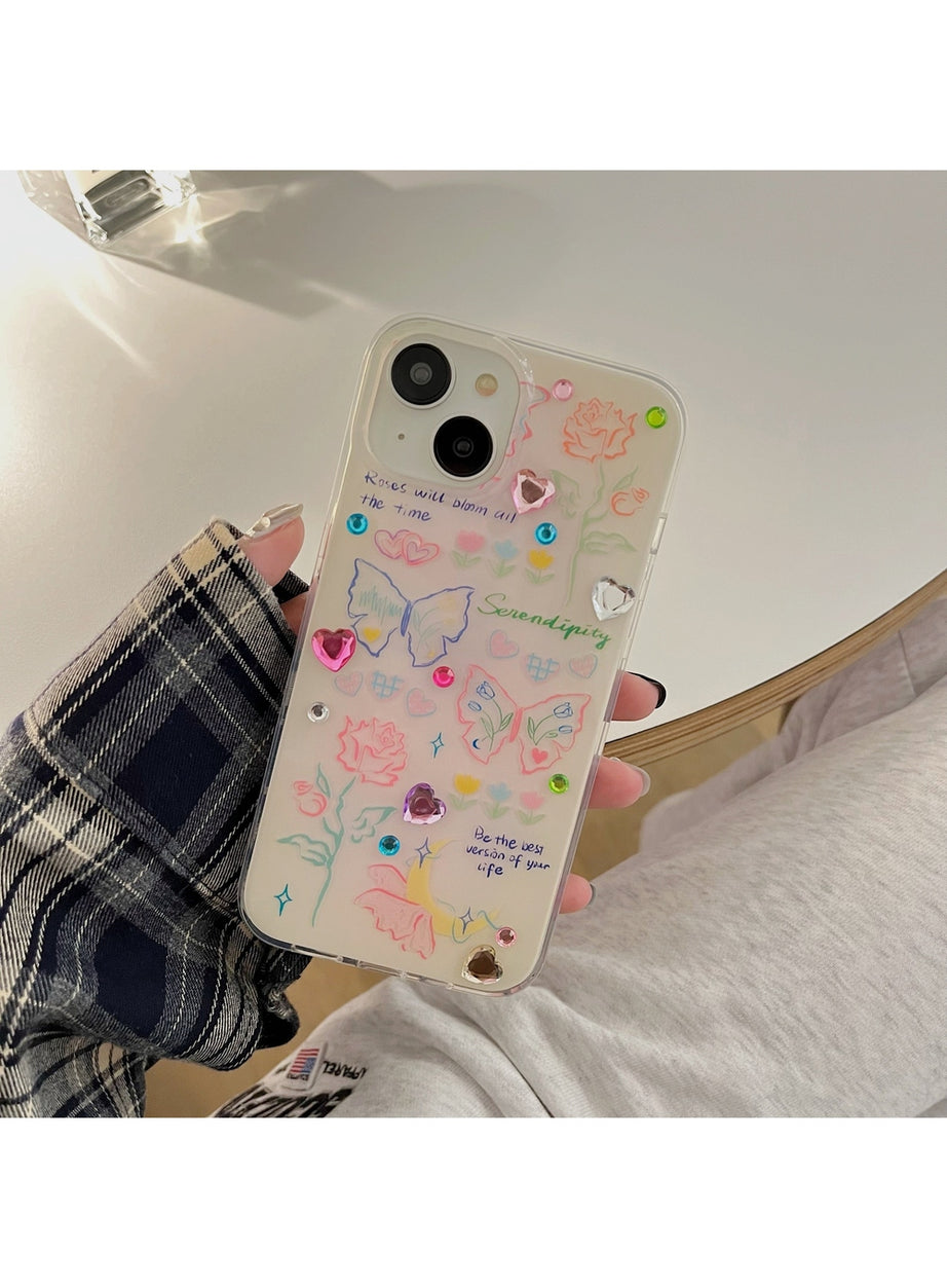 Y2k Glitter Heart iPhone Case