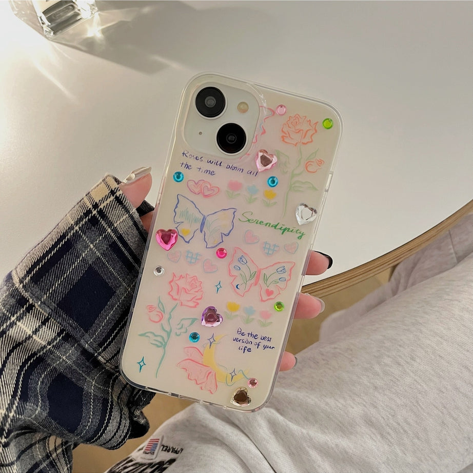Y2k Glitter Heart iPhone Case