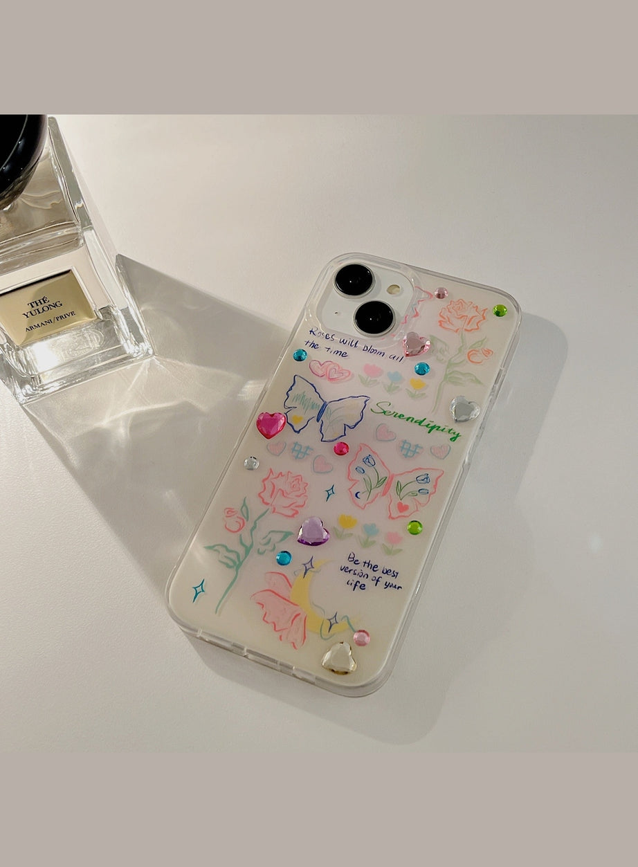 Y2k Glitter Heart iPhone Case